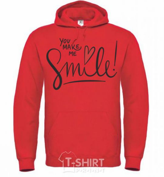 Men`s hoodie You make me smile bright-red фото