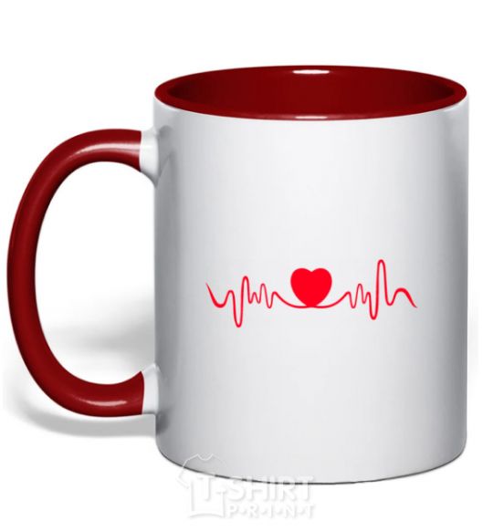 Mug with a colored handle Heart rate red фото