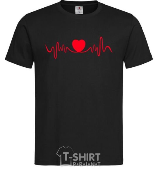 Мужская футболка Сердце пульс Черный фото
