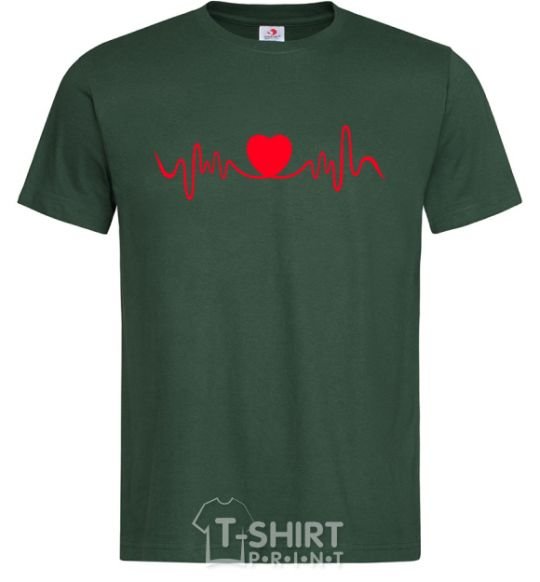 Мужская футболка Сердце пульс Темно-зеленый фото