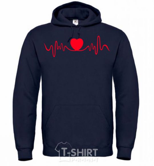 Men`s hoodie Heart rate navy-blue фото