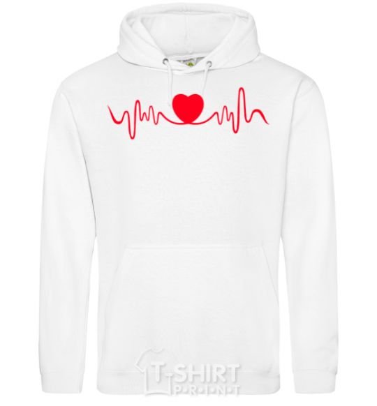 Men`s hoodie Heart rate White фото