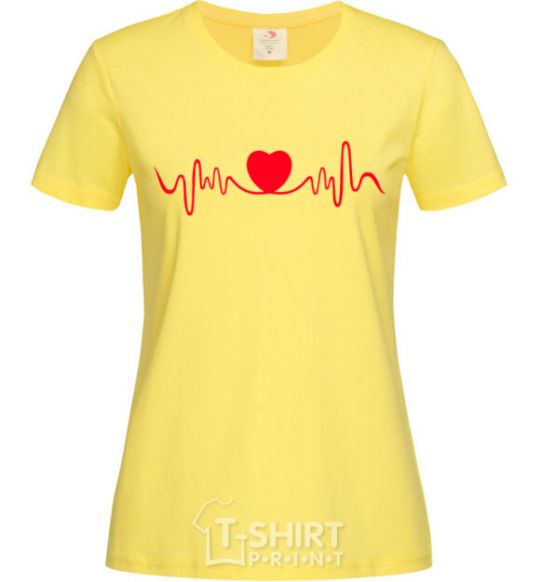Женская футболка Сердце пульс Лимонный фото