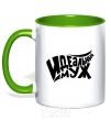 Mug with a colored handle Perfect + Husband kelly-green фото