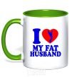 Mug with a colored handle I love my fat husband kelly-green фото
