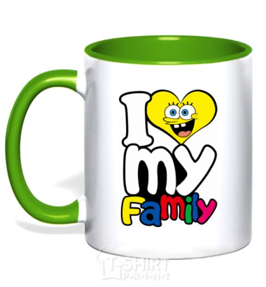 Mug with a colored handle I love my family Dad kelly-green фото