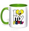 Mug with a colored handle I love my family Dad kelly-green фото
