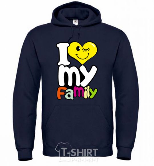 Men`s hoodie I love my family kid navy-blue фото