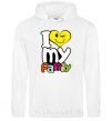 Men`s hoodie I love my family kid White фото