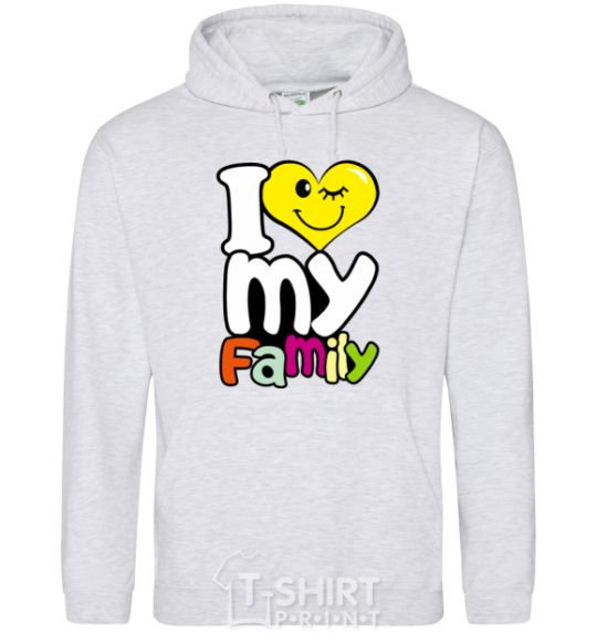 Men`s hoodie I love my family kid sport-grey фото