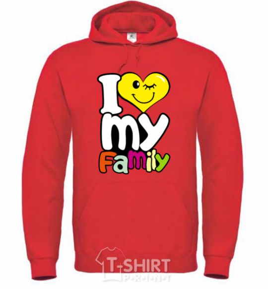 Men`s hoodie I love my family kid bright-red фото