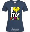 Women's T-shirt I love my family kid navy-blue фото