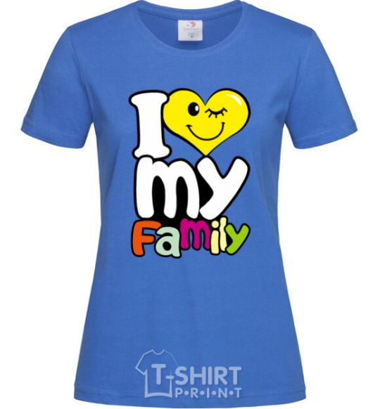 Women's T-shirt I love my family kid royal-blue фото