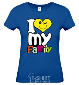 Women's T-shirt I love my family kid royal-blue фото