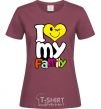 Women's T-shirt I love my family kid burgundy фото