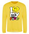 Sweatshirt I love my family kid yellow фото