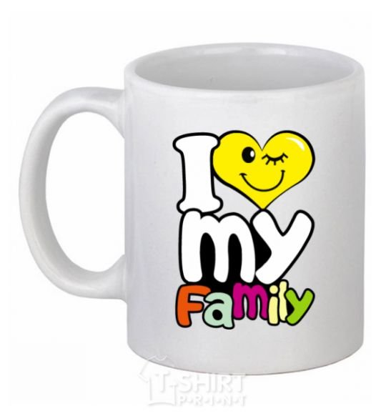 Ceramic mug I love my family kid White фото