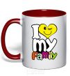 Чашка с цветной ручкой I love my family kid Красный фото