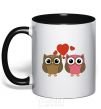 Mug with a colored handle Love owl black фото
