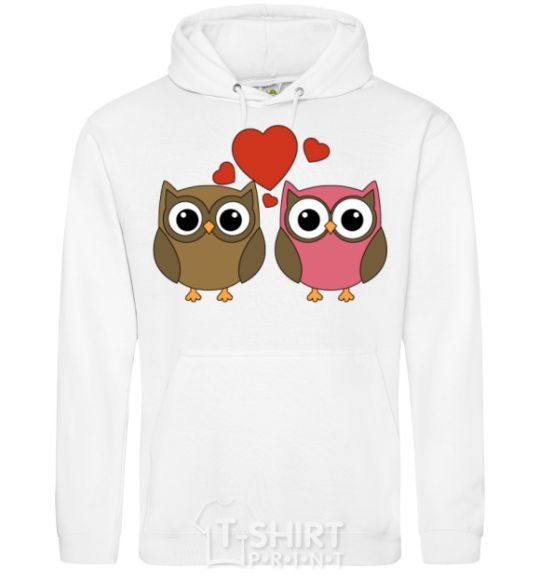 Мужская толстовка (худи) Love owl Белый фото