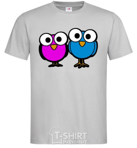 Men's T-Shirt googley eye bird grey фото