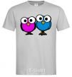 Men's T-Shirt googley eye bird grey фото