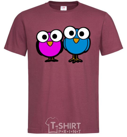 Men's T-Shirt googley eye bird burgundy фото