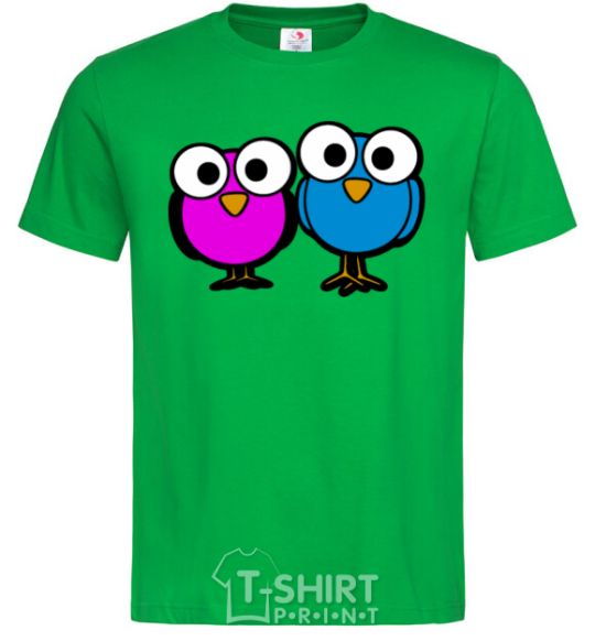 Мужская футболка googley eye bird Зеленый фото