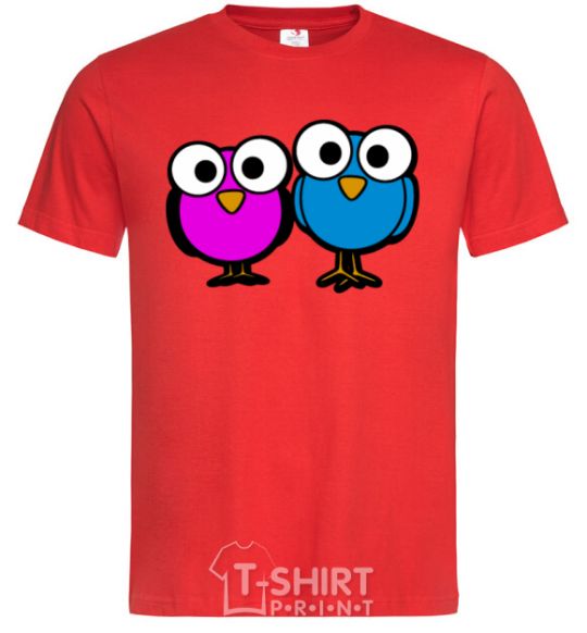 Men's T-Shirt googley eye bird red фото