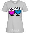 Women's T-shirt googley eye bird grey фото