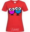 Women's T-shirt googley eye bird red фото
