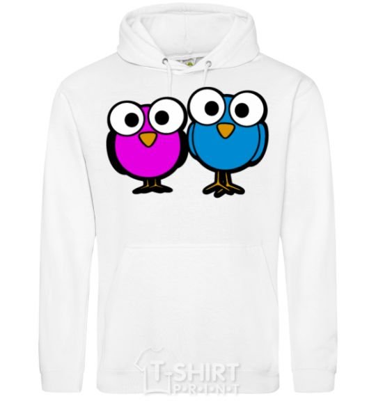 Men`s hoodie googley eye bird White фото