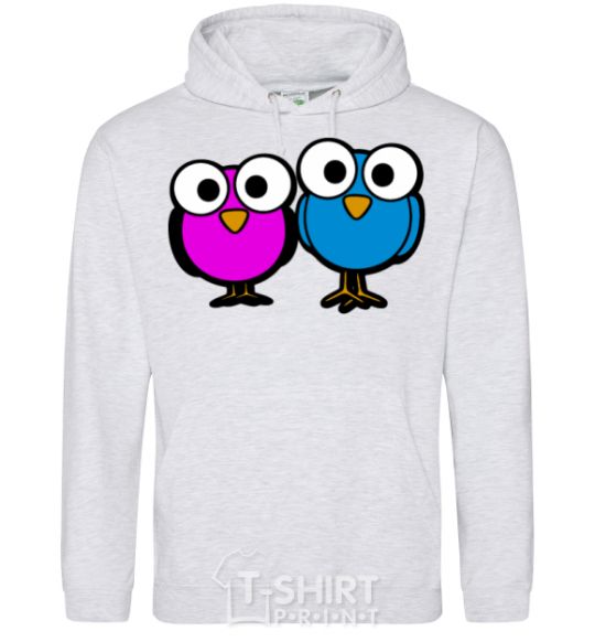 Men`s hoodie googley eye bird sport-grey фото