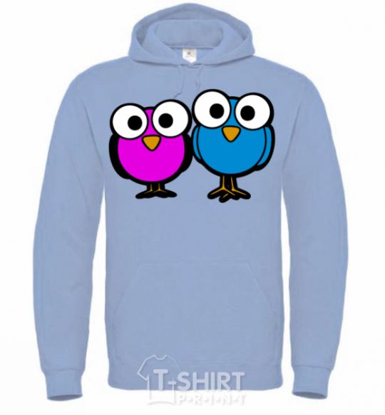 Men`s hoodie googley eye bird sky-blue фото