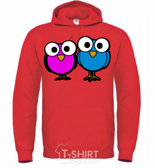 Men`s hoodie googley eye bird bright-red фото