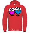 Men`s hoodie googley eye bird bright-red фото