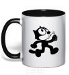 Mug with a colored handle Felix Cat black фото