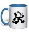 Mug with a colored handle Felix Cat royal-blue фото