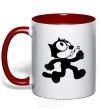 Mug with a colored handle Felix Cat red фото