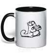 Mug with a colored handle Give me food black фото