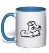 Mug with a colored handle Give me food royal-blue фото