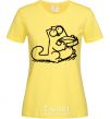 Women's T-shirt Give me food cornsilk фото