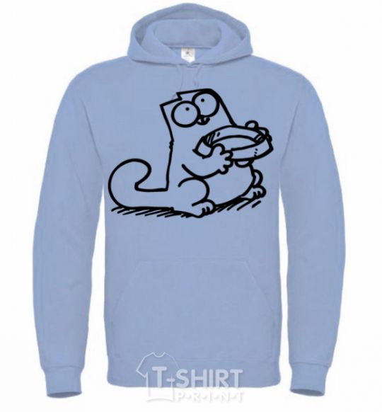 Men`s hoodie Give me food sky-blue фото