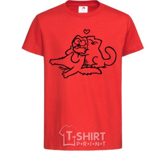 Kids T-shirt Love cat red фото