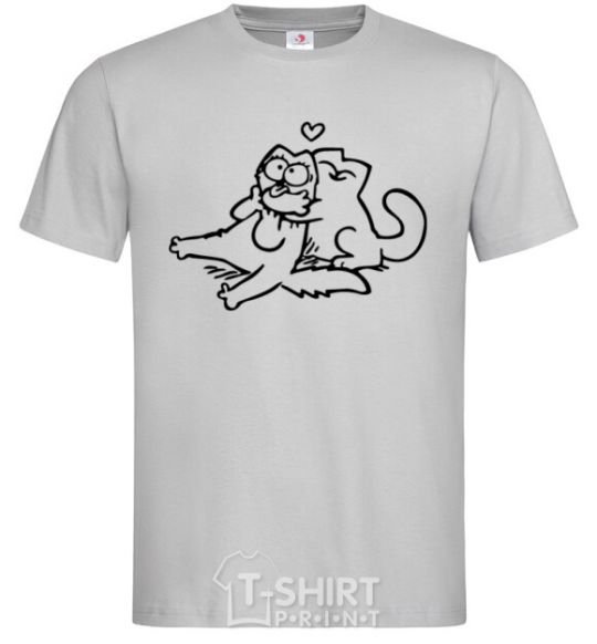 Men's T-Shirt Love cat grey фото
