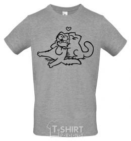 Men's T-Shirt Love cat grey фото