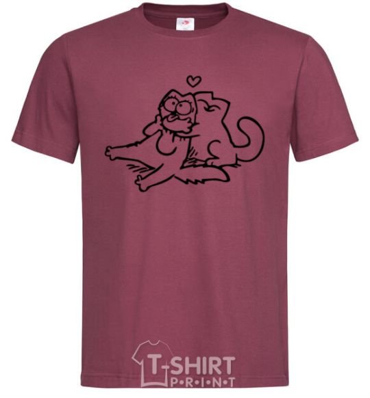 Men's T-Shirt Love cat burgundy фото