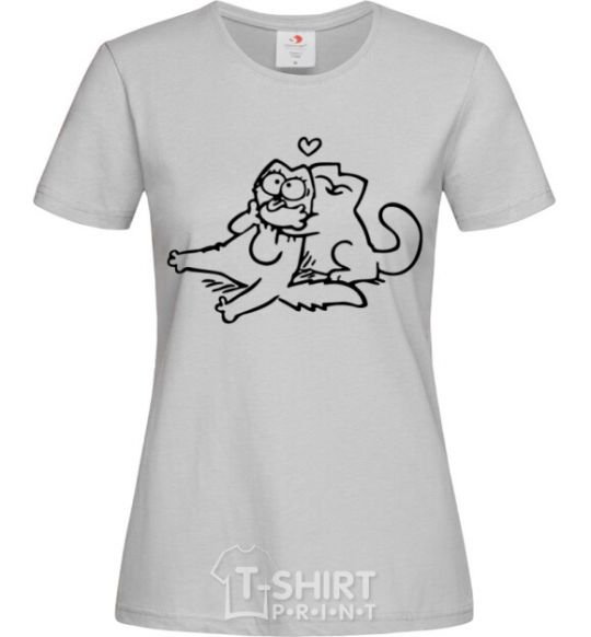 Women's T-shirt Love cat grey фото