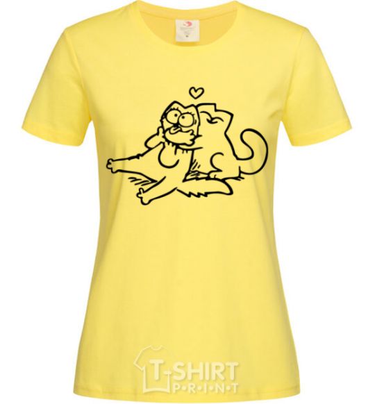 Women's T-shirt Love cat cornsilk фото