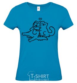 Women's T-shirt Love cat sky-blue фото